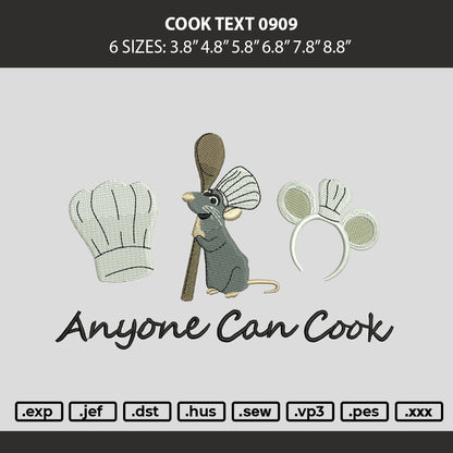 Cook Text 0909 Embroidery Machine Design File 6 sizes