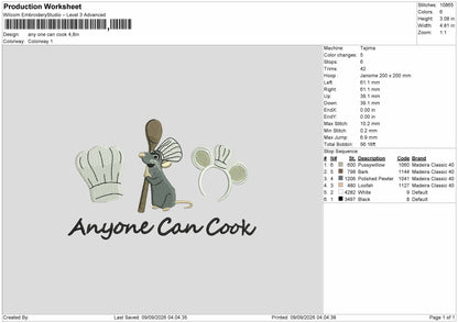 Cook Text 0909 Embroidery Machine Design File 6 sizes
