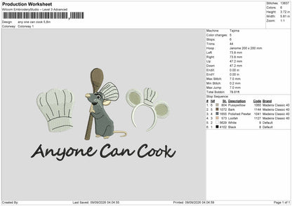 Cook Text 0909 Embroidery Machine Design File 6 sizes