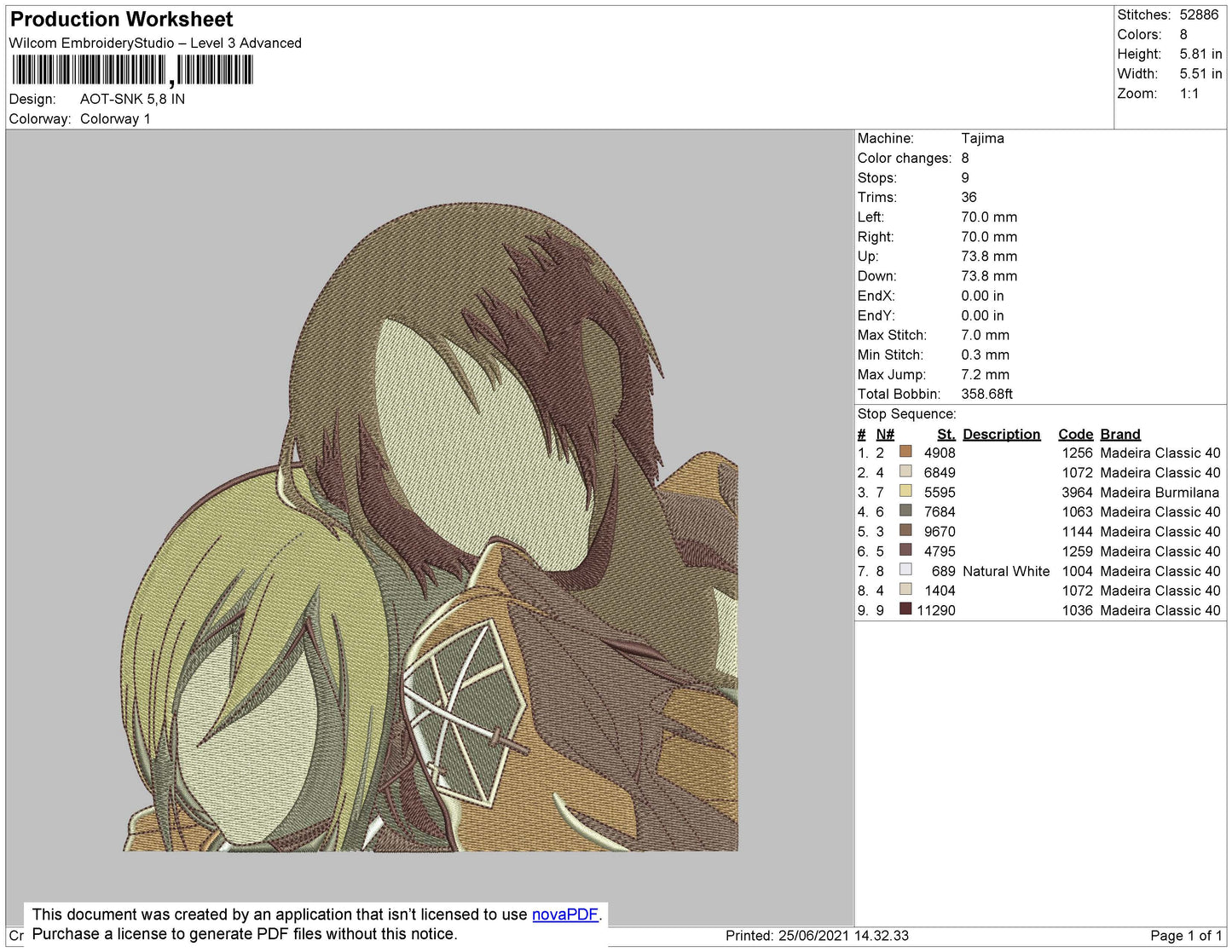 AOT SNK Embroidery File 4 size