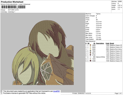 AOT SNK Embroidery File 4 size