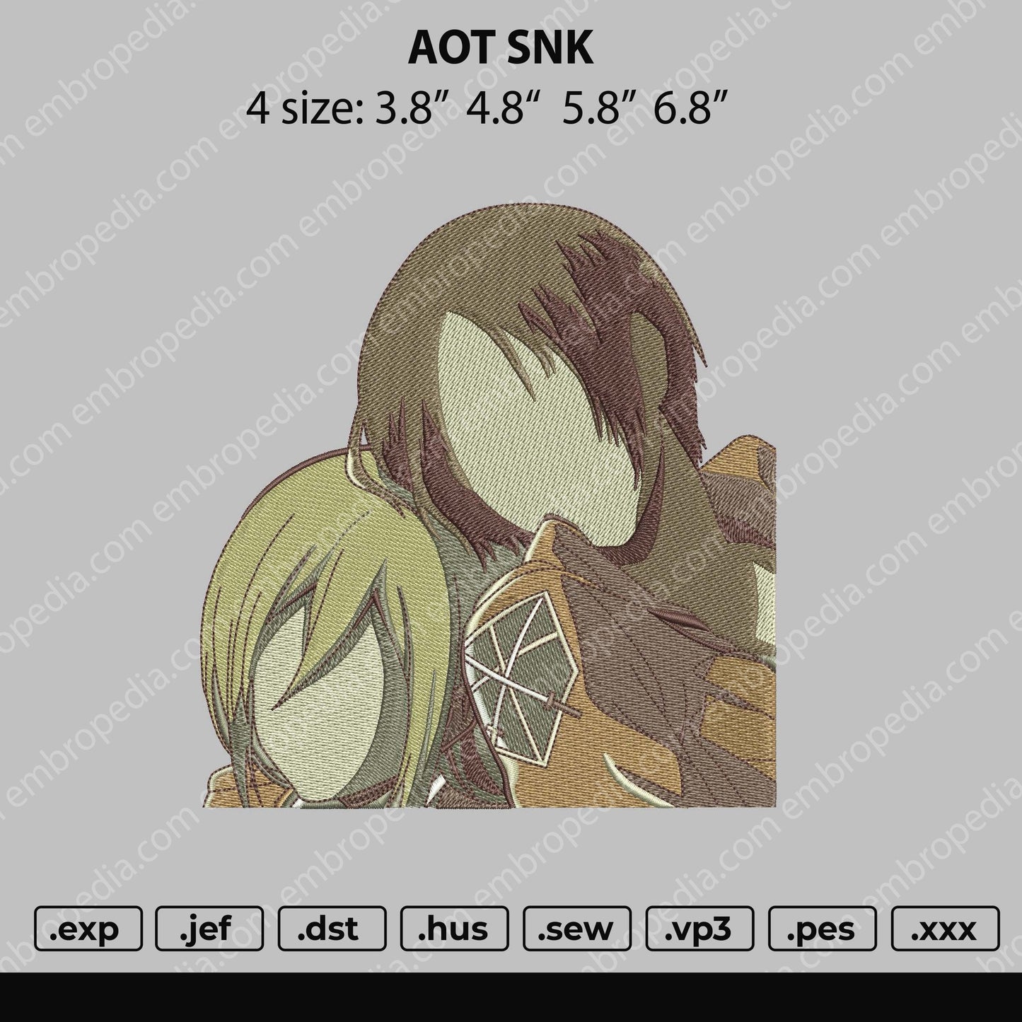 AOT SNK Embroidery File 4 size