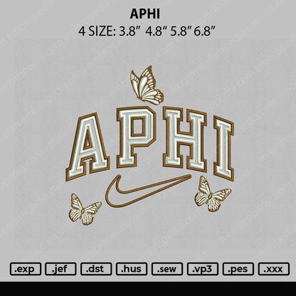 Aphi Embroidery File 4 size