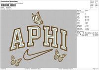 Aphi Embroidery File 4 size