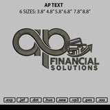 Ap Text Embroidery File 6 sizes