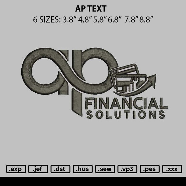 Ap Text Embroidery File 6 sizes