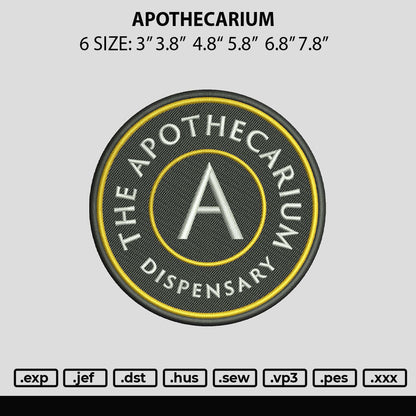 Apothecarium Embroidery File 6 sizes