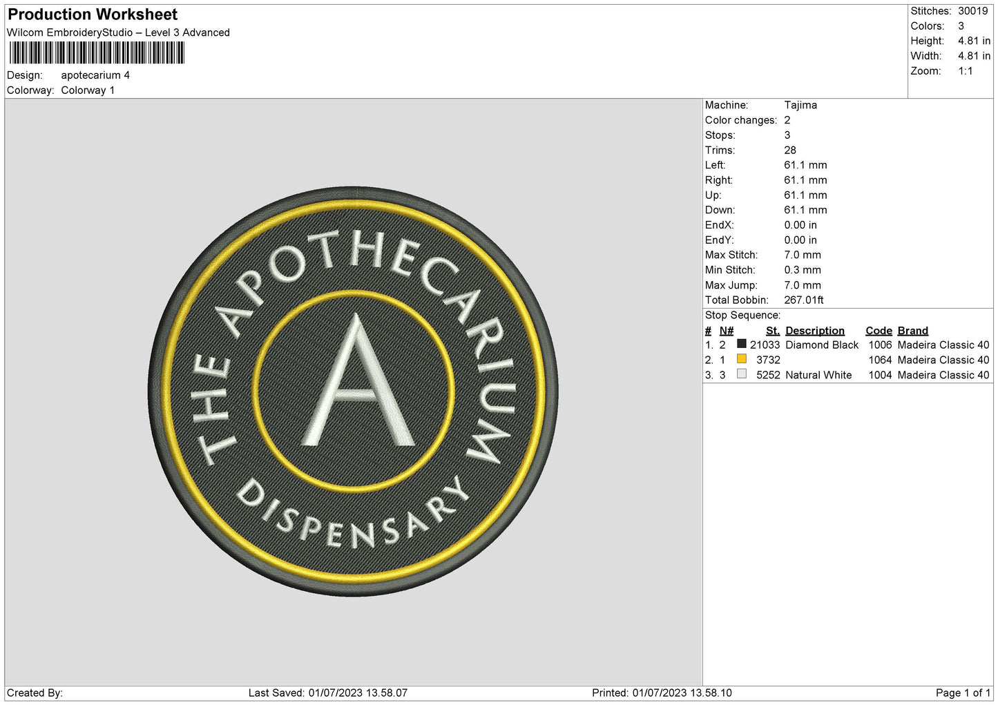 Apothecarium Embroidery File 6 sizes