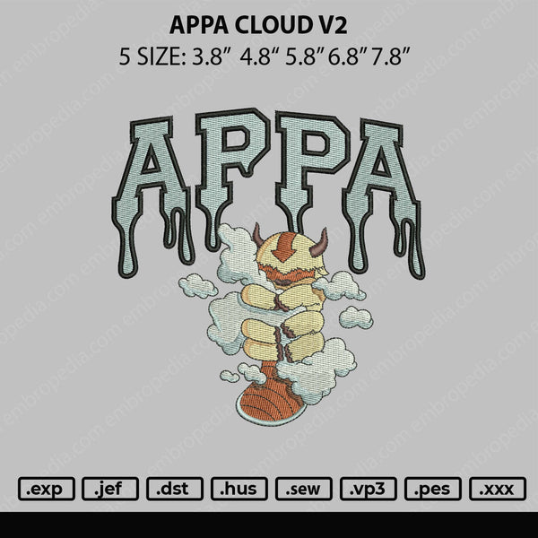 Appa Cloud V2 Embroidery File 5 sizes