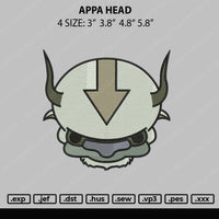 Appa Head Embroidery File 4 size