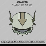 Appa Head Embroidery File 4 size