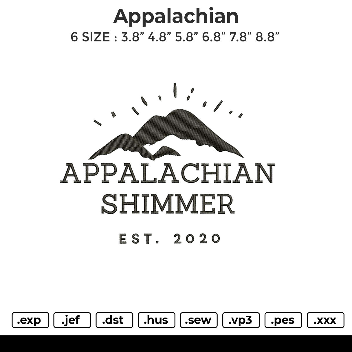 Appalachian Embroidery File 6 sizes