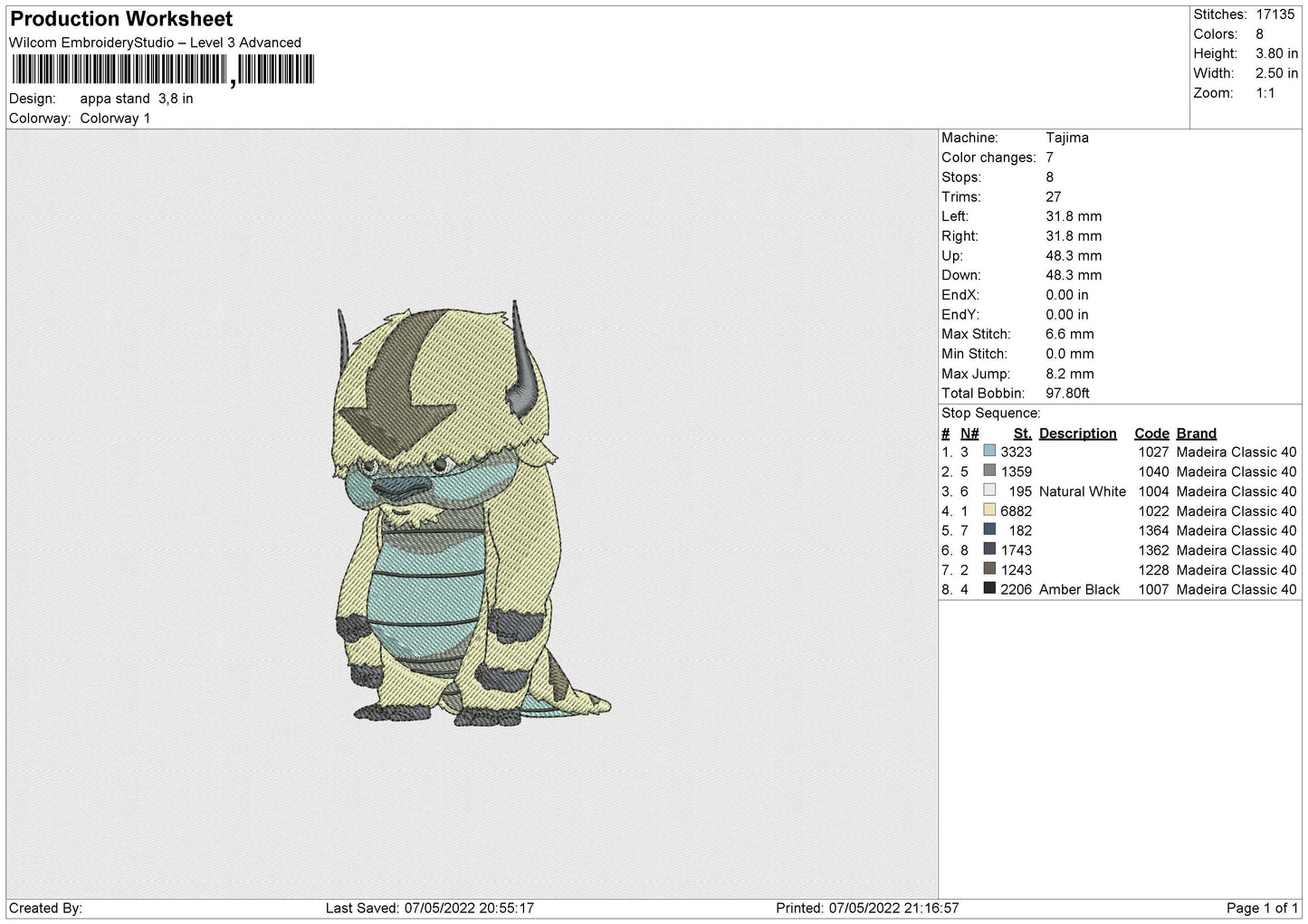 Appa Stand Embroidery File 4 size