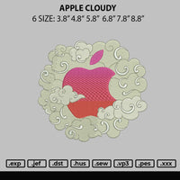 Apple Cloudy Embroidery File 6 sizes