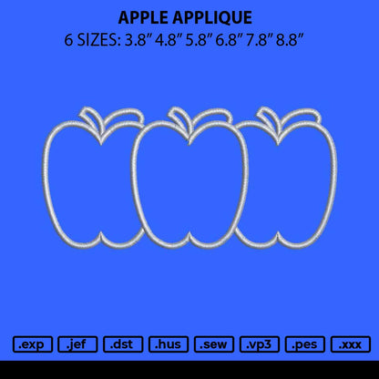 Apple Applique Embroidery File 6 sizes