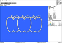 Apple Applique Embroidery File 6 sizes