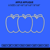 Apple Applique Embroidery File 6 sizes