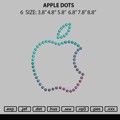 Apple Dots Embroidery File 6 sizes