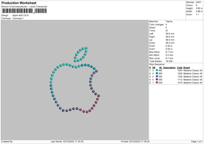Apple Dots Embroidery File 6 sizes