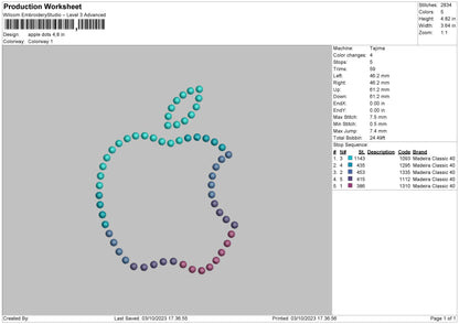 Apple Dots Embroidery File 6 sizes