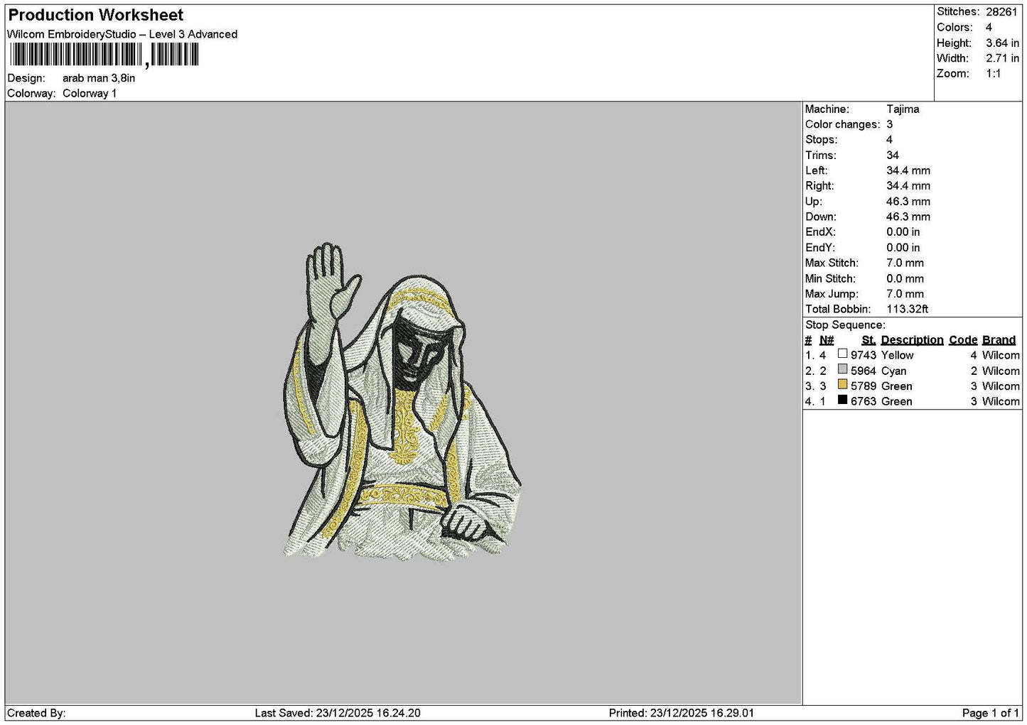Arab Man Embroidery File 6 sizes