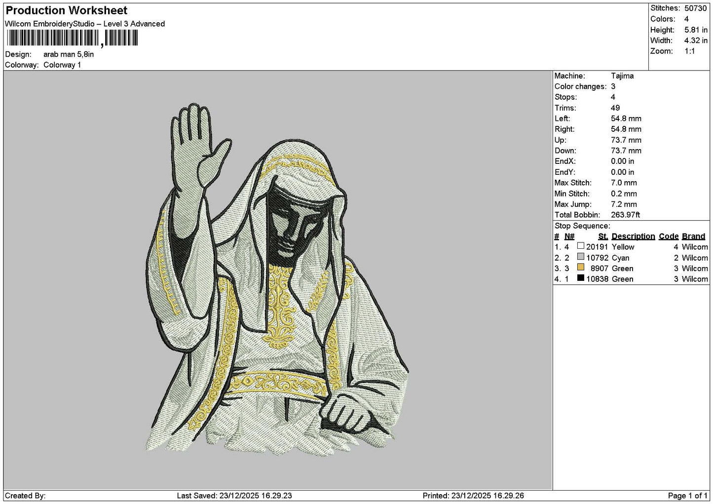 Arab Man Embroidery File 6 sizes