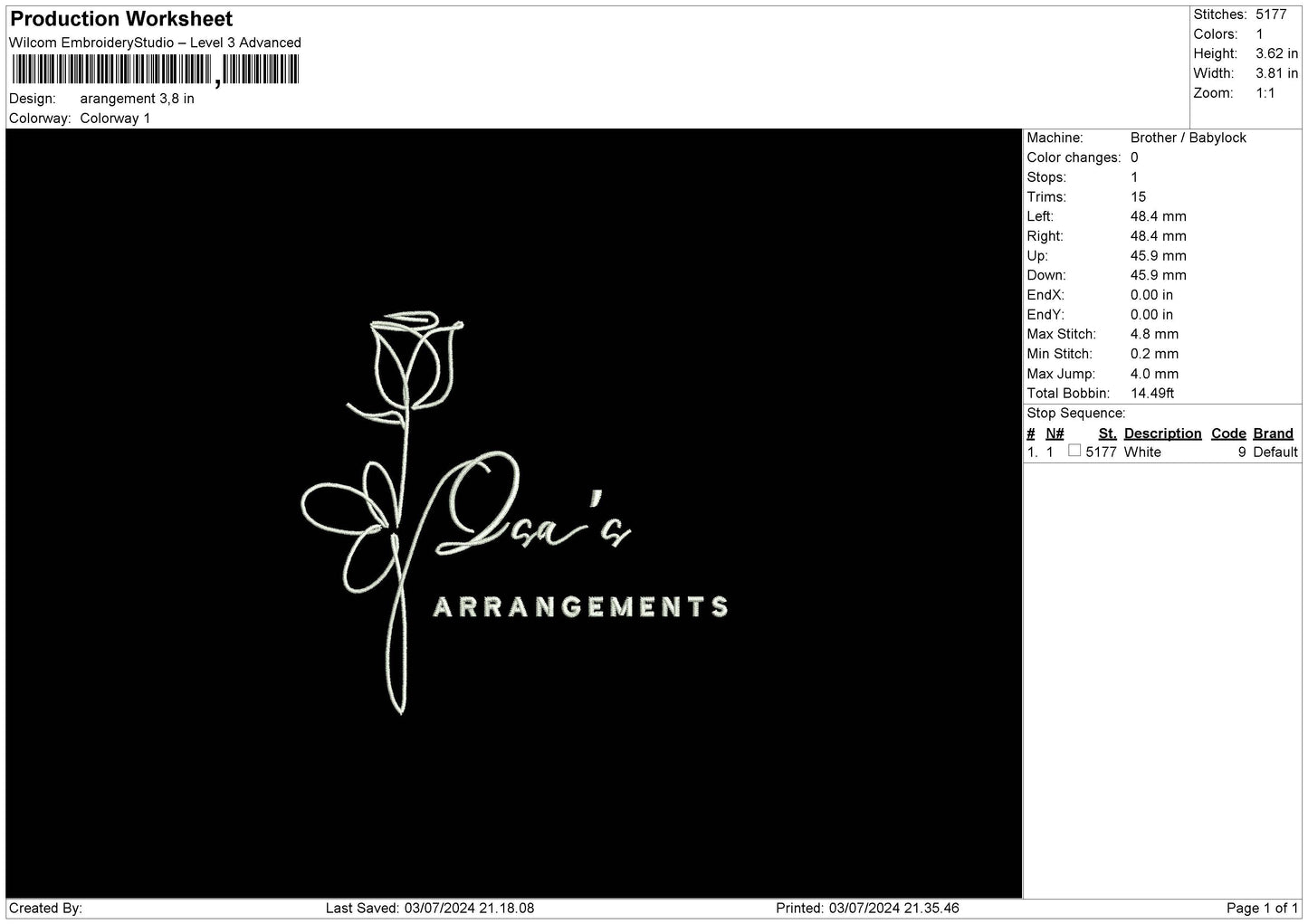 Arangement Embroidery File 6 sizes