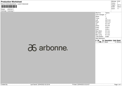 Arbonne Embroidery File 4 size