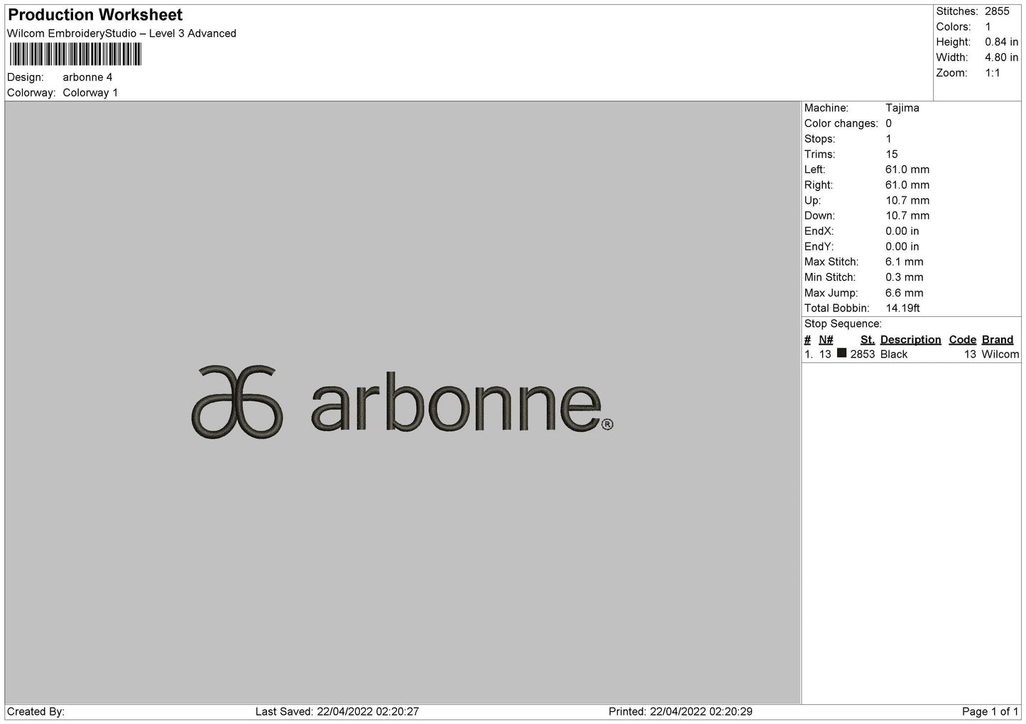 Arbonne Embroidery File 4 size