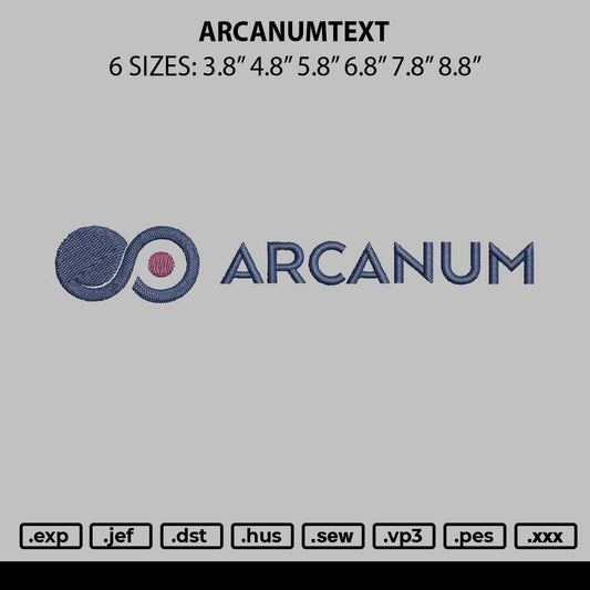 Arcanumtext Embrodery File 6 sizes