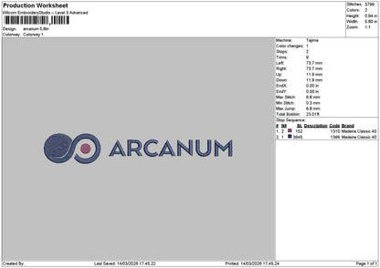 Arcanumtext Embrodery File 6 sizes