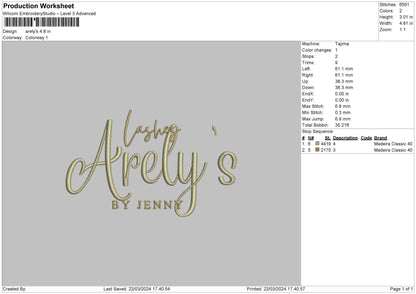 Arelystext Embroidery File 6 sizes