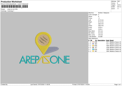 Arep Embroidery File 6 sizes