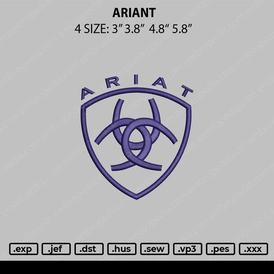 Ariant Embroidery File 4 size