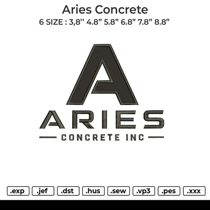 Aries concrete Embroidery File 6 size