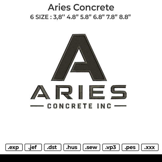 Aries concrete Embroidery File 6 size