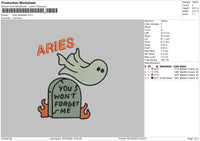 Aries Halloween Embroidery File 6 sizes