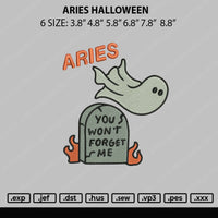 Aries Halloween Embroidery File 6 sizes