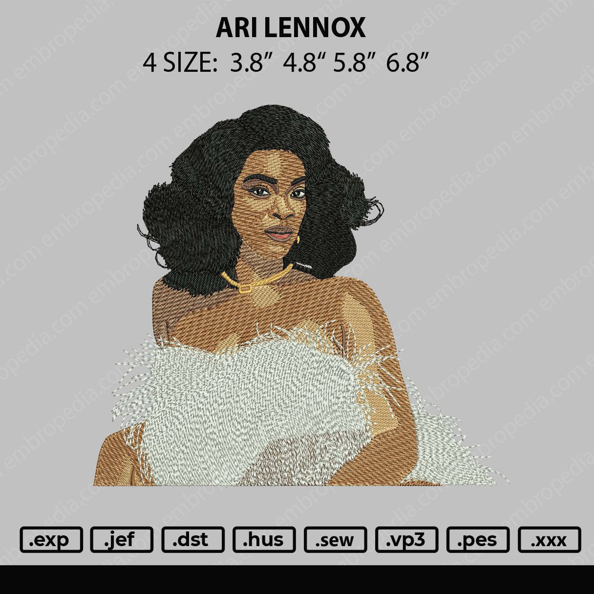 Ari Lennox Embroidery File 4 size