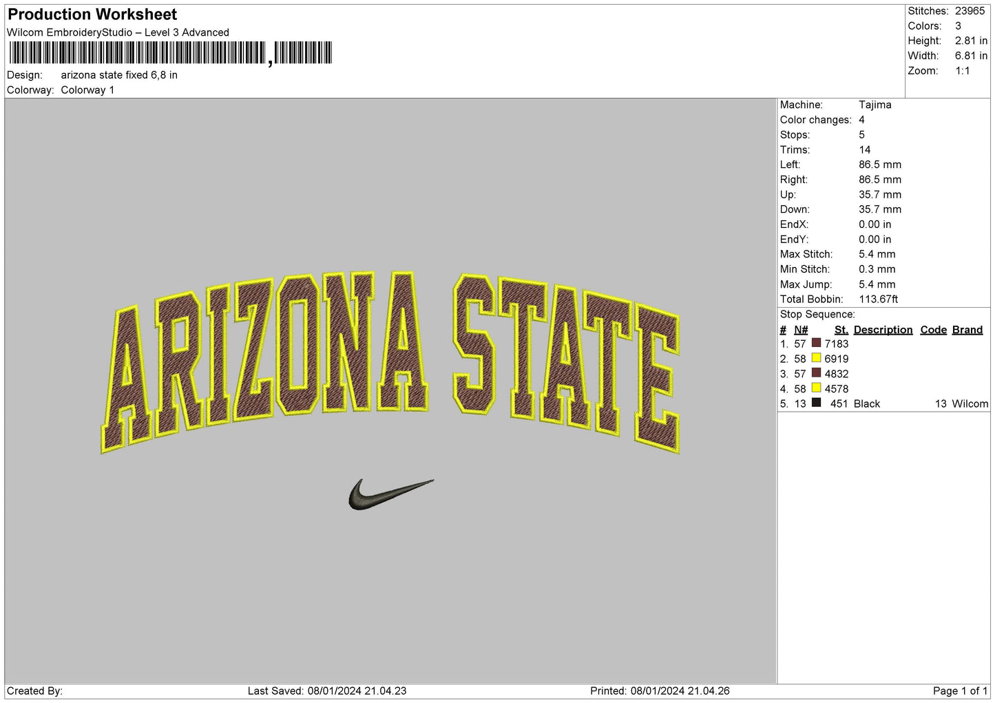 Arizonatext Embroidery File 6 sizes