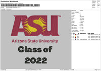 Arizona State University Embroidery File 4 size