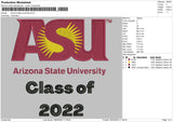 Arizona State University Embroidery File 4 size