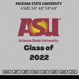 Arizona State University Embroidery File 4 size