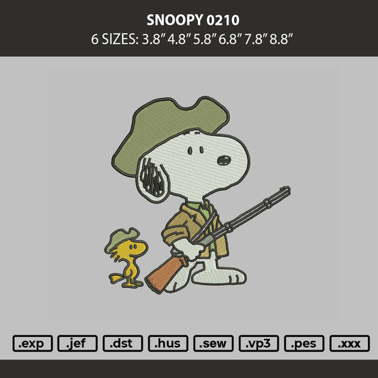 Snoopy 0210 Embroidery Machine Design File 6 sizes