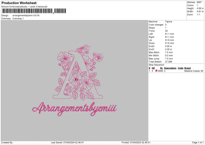 A Flowers Embroidery File 6 sizes
