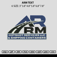 Arm Text Embroidery File 6 sizes