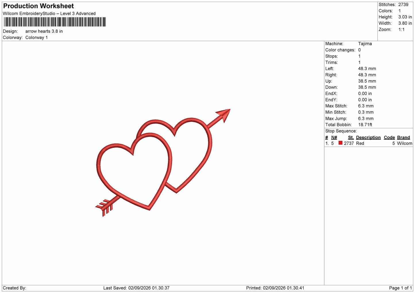 Arrow Hearts Embroidery Machine Design File 6 sizes