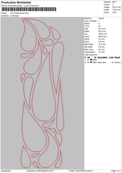 Art of tears Embroidery Machine Design File