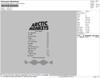 Artic Monkey Playlist Embroidery File 4 size