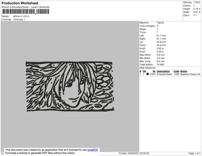 Artline V1 - Howl Pendragon Embroidery File 4 size
